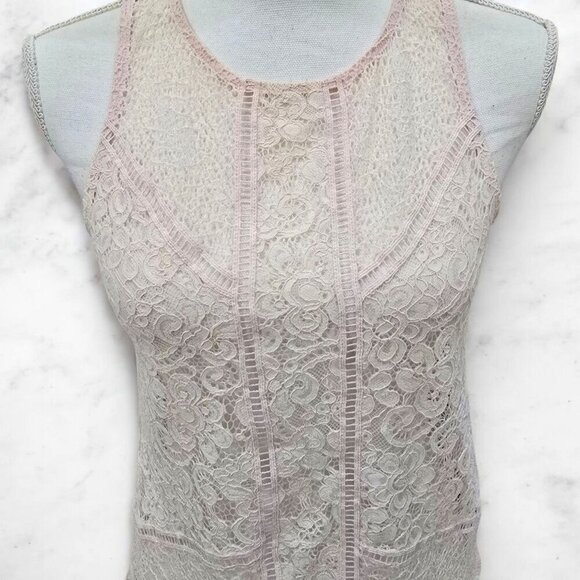 Express Peach Lace Sleeveless Sheer Top | Scalloped Hem | Size S NWT - Picture 6 of 9